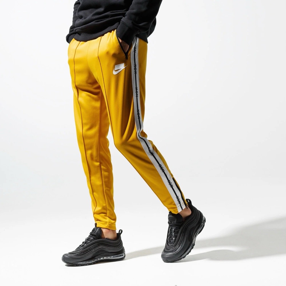 Nike NSW Track Pants Men's L Yellow White Tape Sportswear Y2K Hip Hop AR1613-752